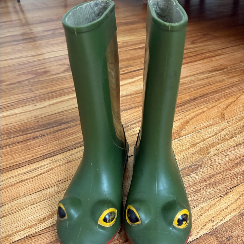 Kids Vintage Frog Rain Boots - Green